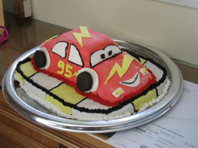 I made this Lightning McQueen cake for my son Netanel's third birthday party