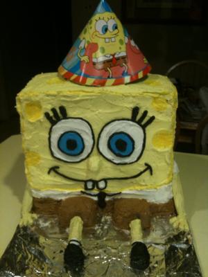 spongebob 3d on Son's 5th b-day cake - 3D Sponge Bob Cake
