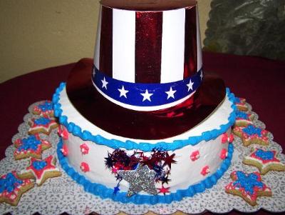 4th of July 2008 Party Hat Cake