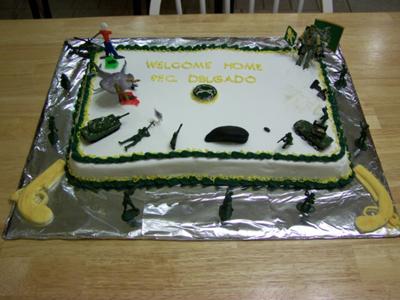Home Decorating on Front View Of Army Militarty Police Welcome Home Cake