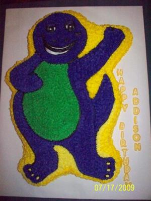 Barney the Dinosaur Cake. by Kelly Little (Van Buren, Arkansas USA)