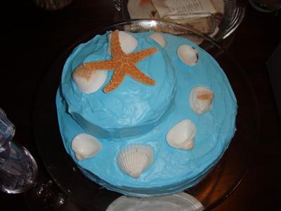 The shells for this beach wedding shower cake are from Michael's