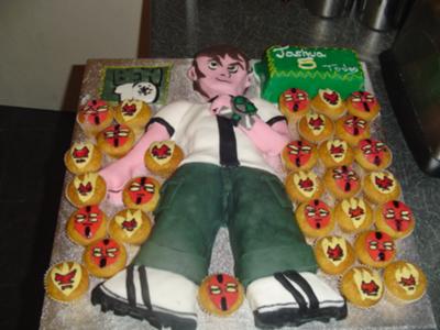 Ben 10 cake and Alien cupcakes