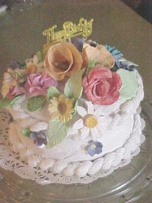 Birthday Flower Cake on Cake Decorated With Flowers