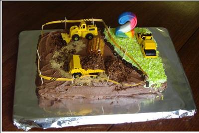 Homemade Birthday Cake on Construction Party Cake