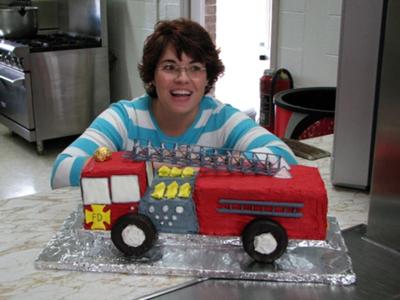 Happy Birthday Cake On Fire. Fire Truck Birthday Cake