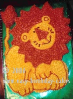 Kids Birthday Cakes on The Lion On The Cake Top Cut Away The Cake From The Lion Shape