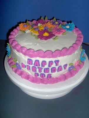 Amazing Birthday Cakes on Round Flower Cake