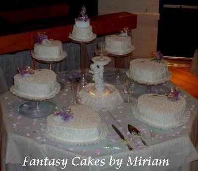 Seven Tiers Wedding Cake with Cherub Fountain