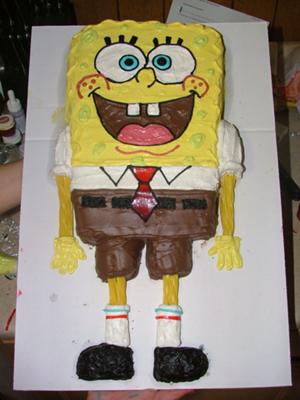 Rainbow Birthday Cake on Sponge Bob Cake