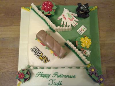 Puppy Birthday Cake on Subway Retirement Cake