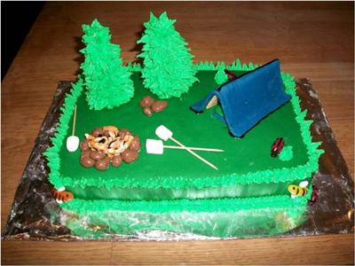 Camping Scene Birthday Cake