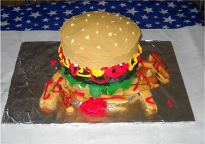 Hamburger and Fries Cake