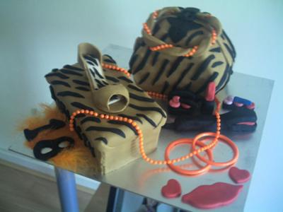 Handbag and Shoes Tiger Print Cake