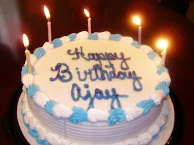 Blue and White Birthday Cake