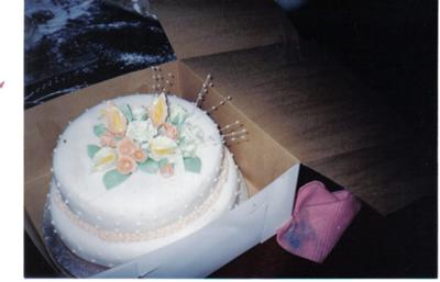 Peach Roses and White Lilies Cake