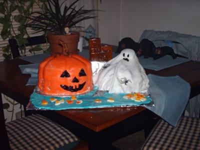 Pumpkin and Ghost Cake