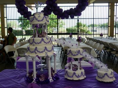 Purple Flowers and Butterflies Cake