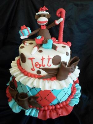 Sock Monkey Figure Cake