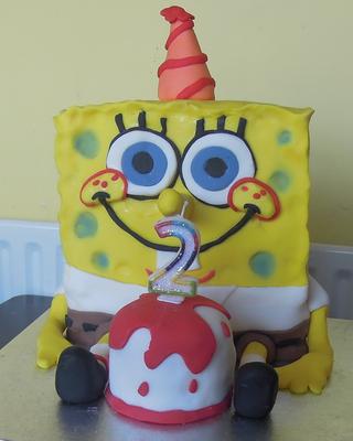 Spongebob with his cake