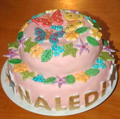 Butterfly and Flowers Cake