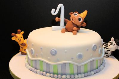 Zoo Animals 1st Birthday Cake