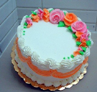 Pink and Orange Flower Birthday Cake