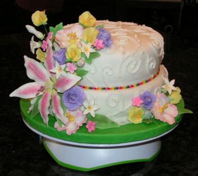 Spring Flowers Birthday Cake